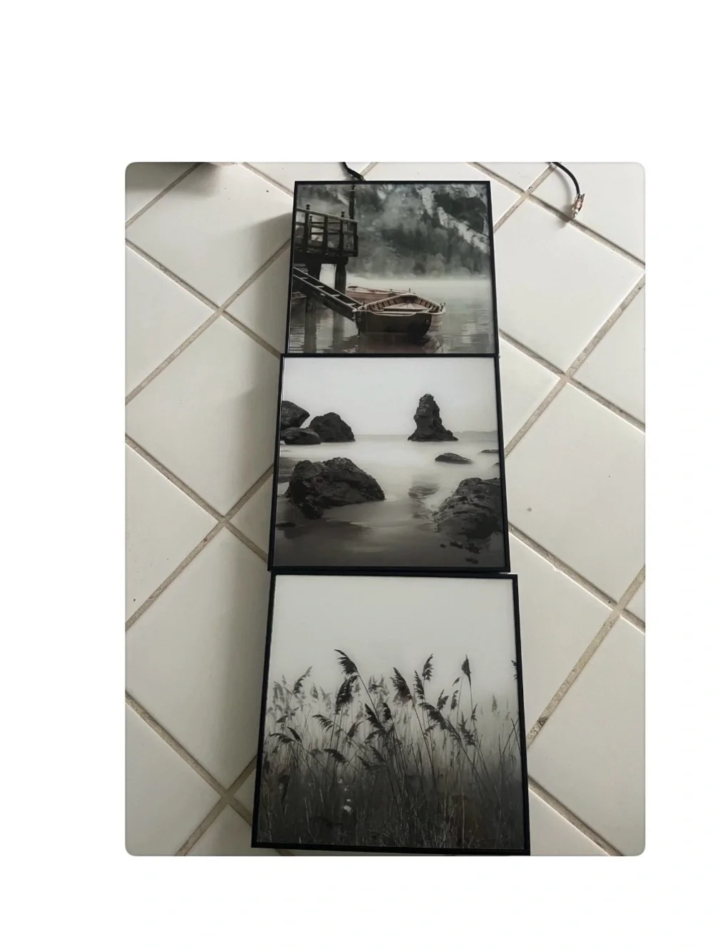 3 piece black and white landscape wall art set